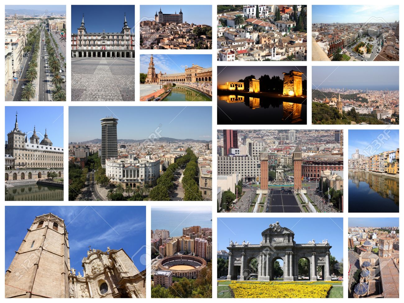 写真のコラージュは スペインから コラージュには バルセロナ マドリード Valencia マラガ トレド ジローナのような主要なランドマークが含まれています の写真素材 画像素材 Image