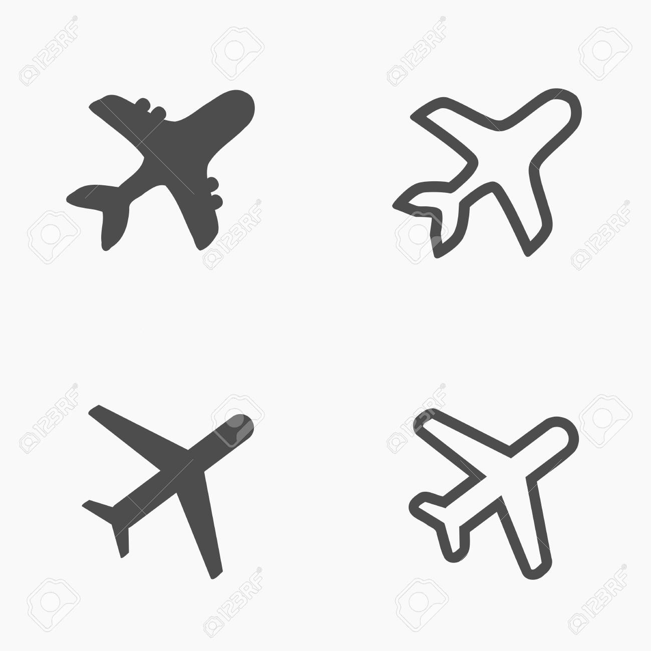 旅客機のアイコンを設定 空港サイン飛行機図形 のイラスト素材 ベクタ Image