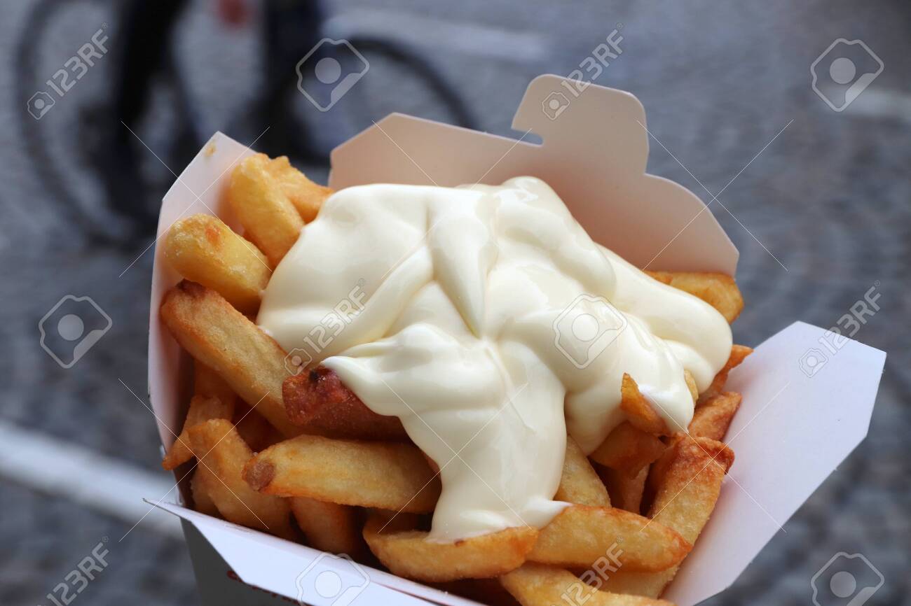Belgian Fries With Mayo Street Food In Amsterdam Netherlands Stock Photo Picture And Royalty Free Image Image 121394334