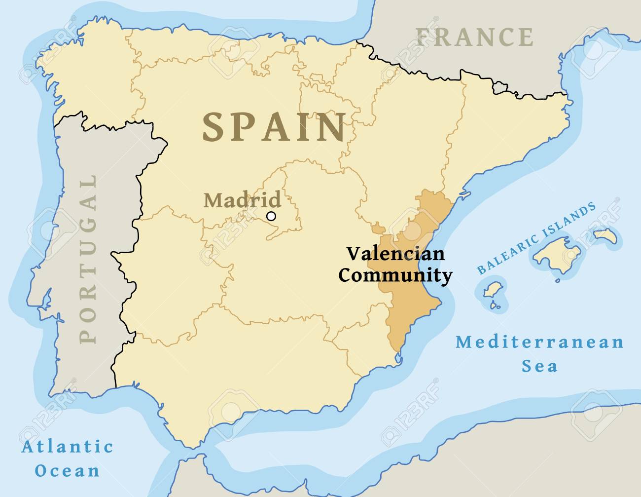 Valencia Localização Mapa Encontrar Cidade Mapa Espanha Ilustração Vetorial imagem vetorial de tupungato© 378744388
