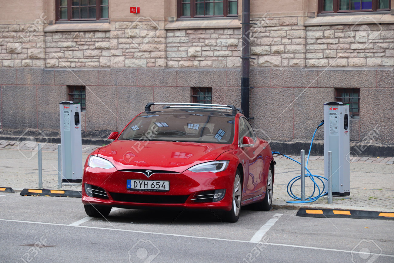 Stockholm Sweden August 24 2018 Tesla Model S Electric Car