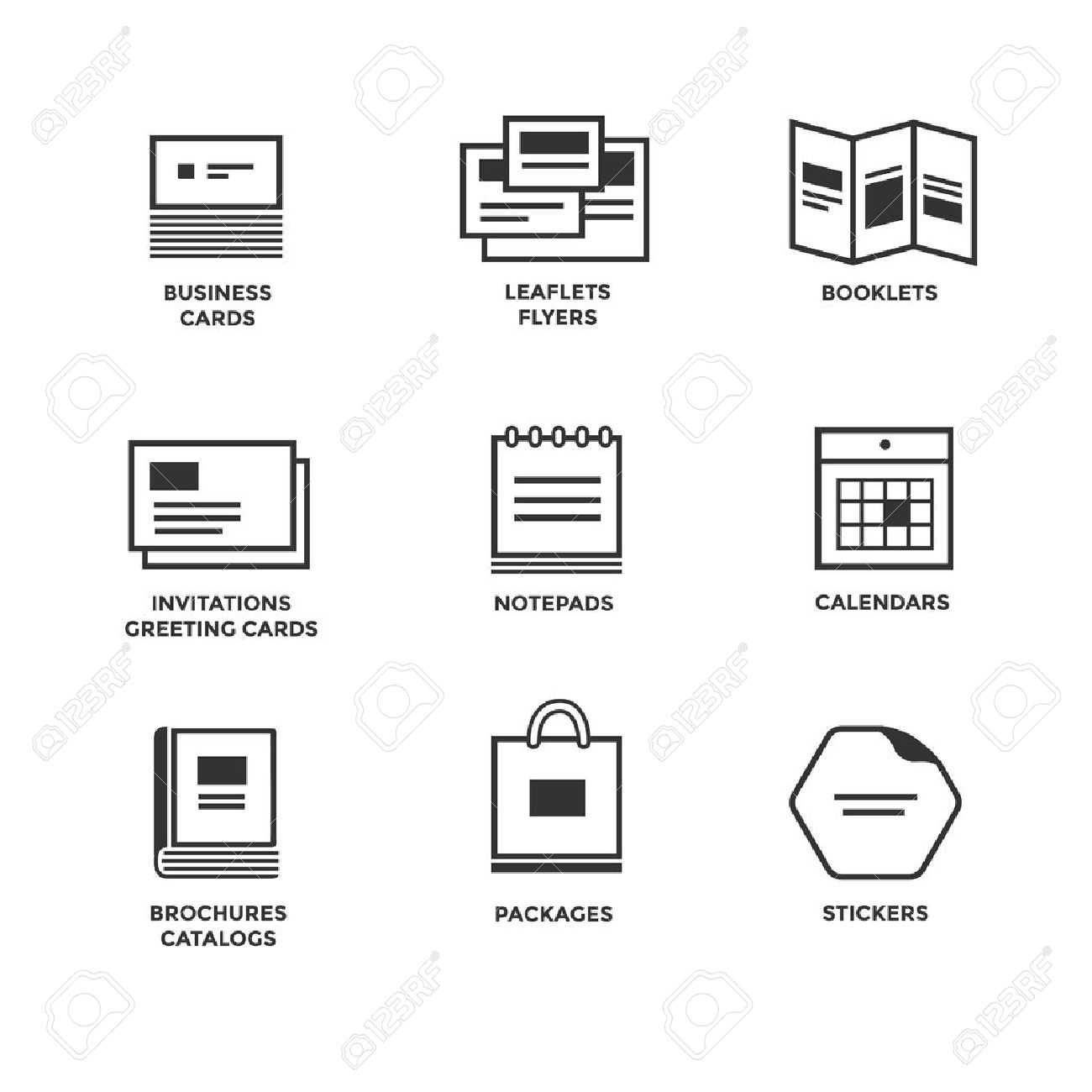 icons of various print media size format business card flyers flyers icons