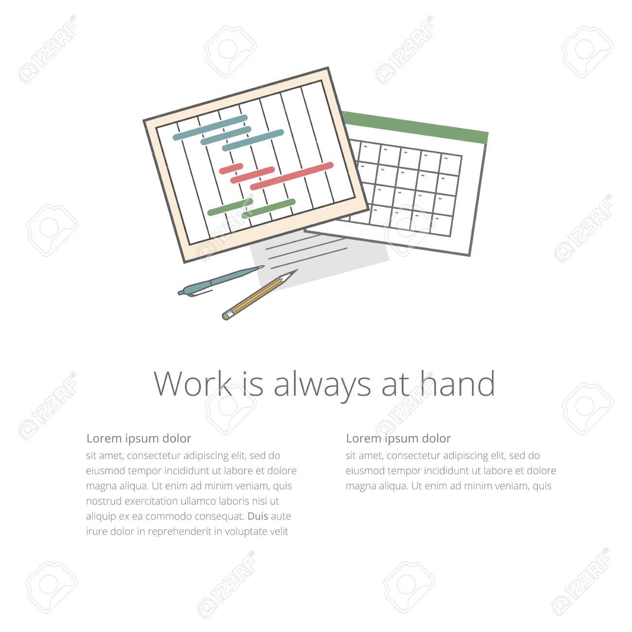 vector workdesk template with timeline progress graph gantt project timeline graph