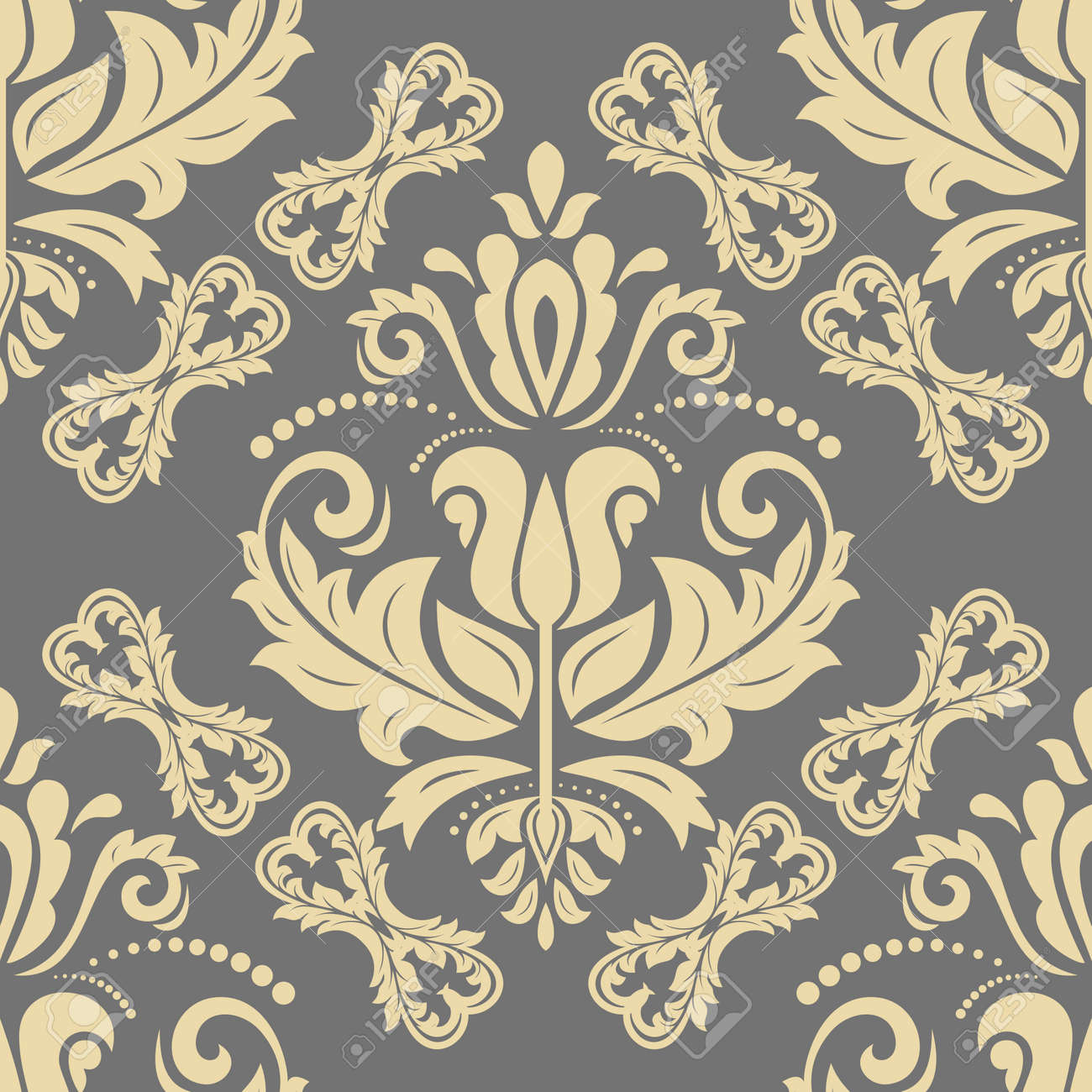 Classic seamless vector golden pattern. Damask orient ornament. Classic vintage gray and golden background. Orient ornament for fabric, wallpaper and packaging - 169559468 Classic seamless vector golden pattern. Damask orient ornament. Classic vintage gray and golden background. Orient ornament for fabric, wallpaper and packaging - 169559468