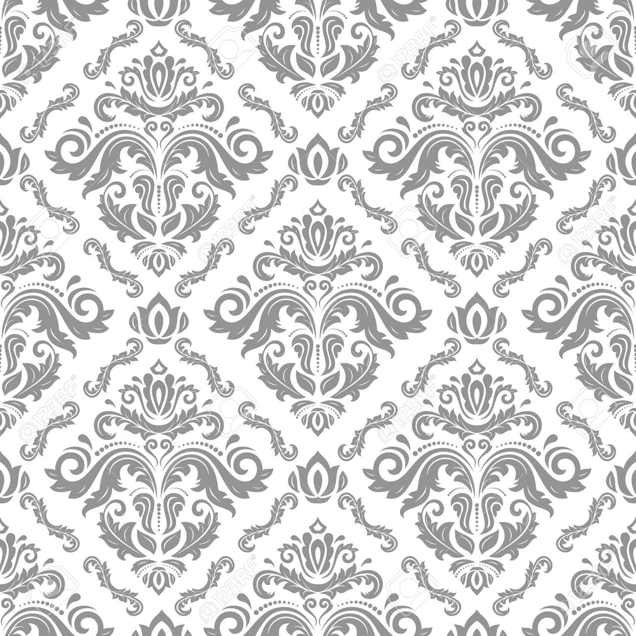 Classic seamless pattern. Damask orient ornament. Classic vintage background. Orient light silver ornament for fabric, wallpaper and packaging - 169559492 Classic seamless pattern. Damask orient ornament. Classic vintage background. Orient light silver ornament for fabric, wallpaper and packaging - 169559492
