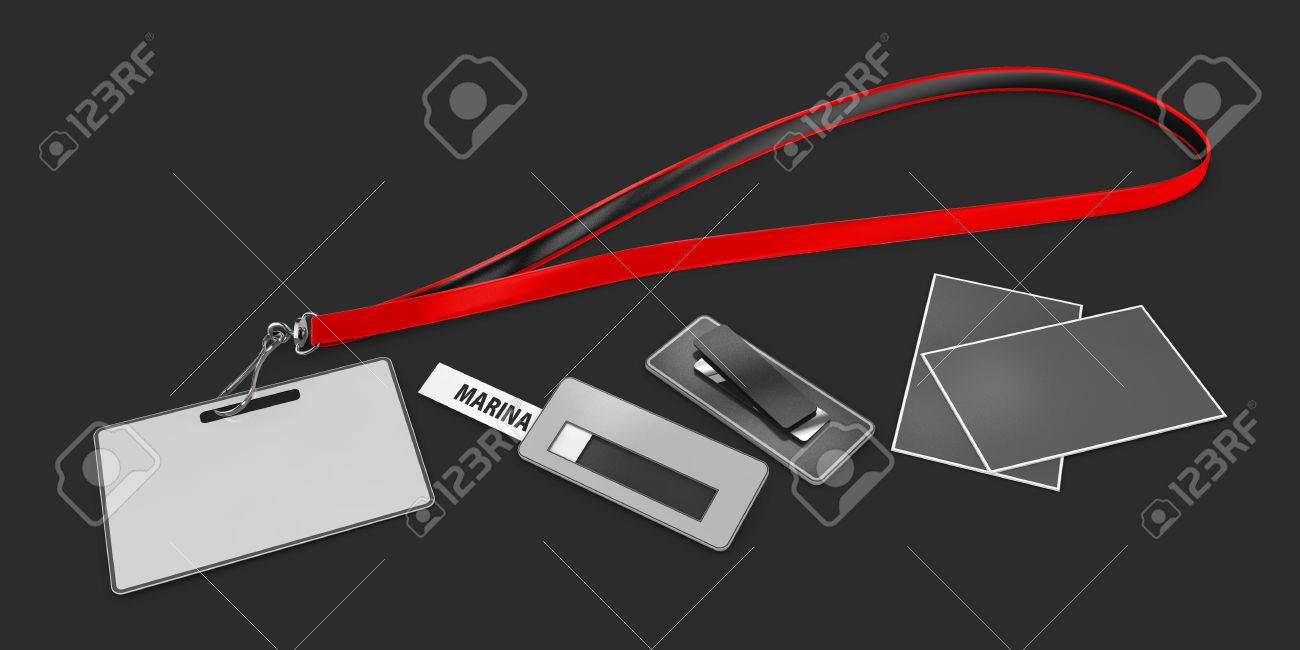 Red Nombre En Blanco Bagde Encaje Y Mockup Tarjeta De Visita Ilustracion 3d El Nombre Vacio De La Badge Falsa Se Reproduce Con Una Banda De Algodon Aislado Negro Fotos Retratos Imagenes