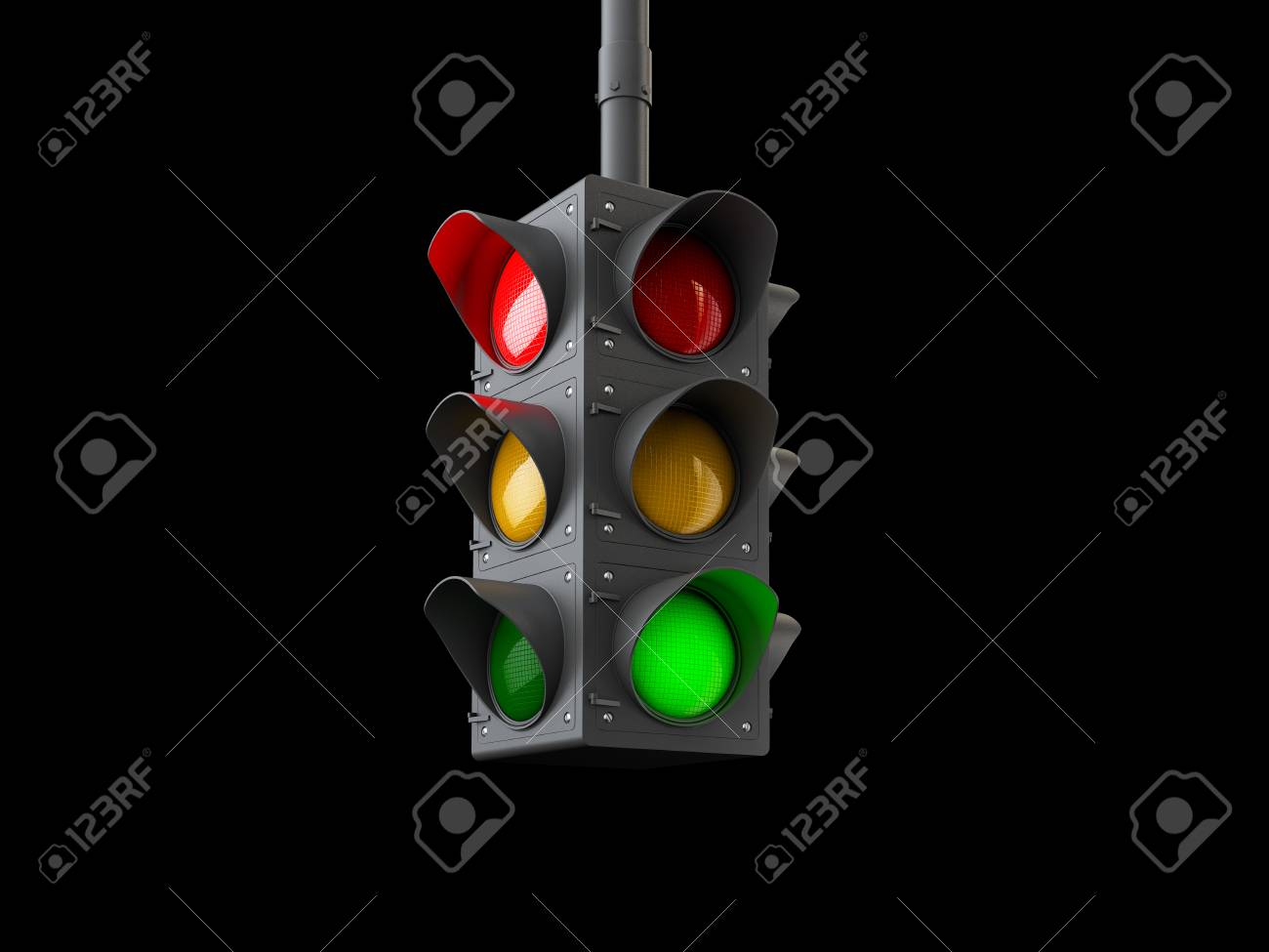 3d 黒に隔離された信号機の図 の写真素材 画像素材 Image