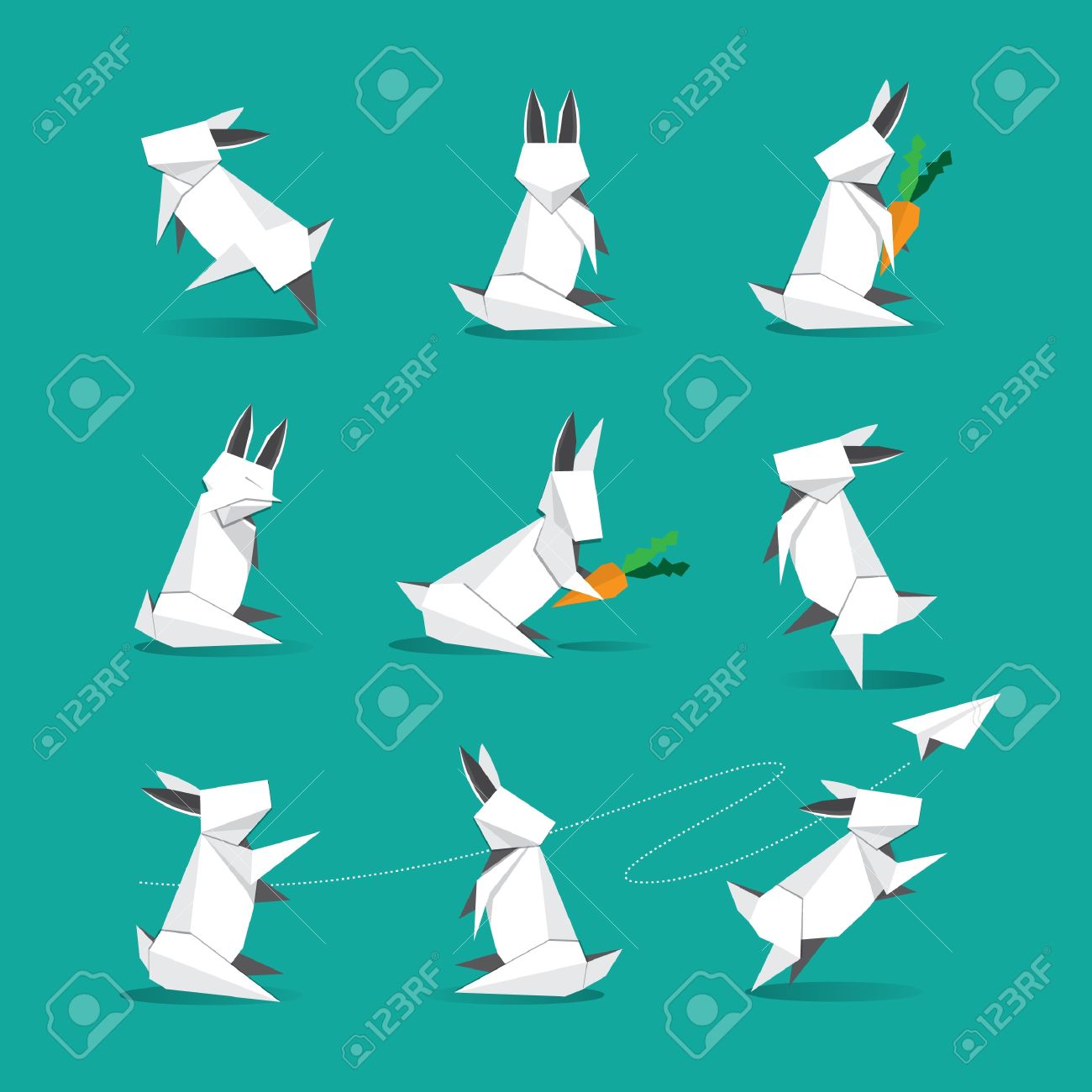 かわいい折り紙の白いウサギのイラスト素材 ベクタ Image かわいい折り紙の白いウサギのイラスト素材 ベクタ Image
