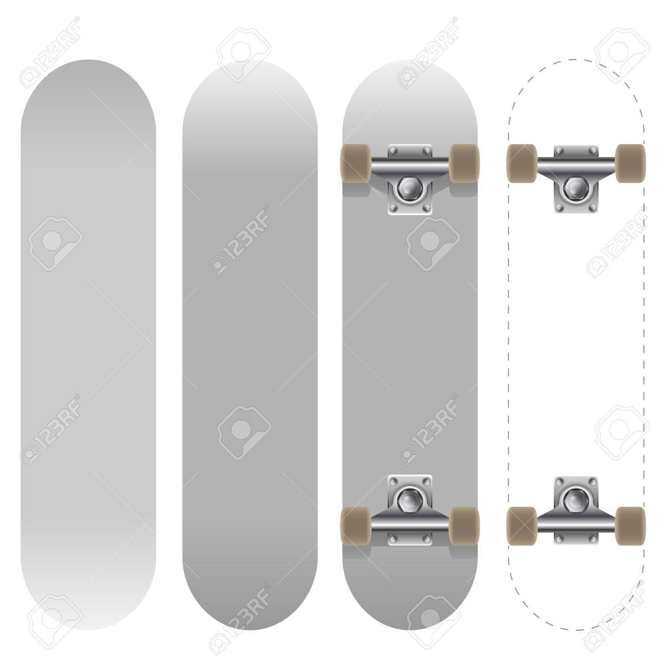 blank white skateboard template vector illustration isolated