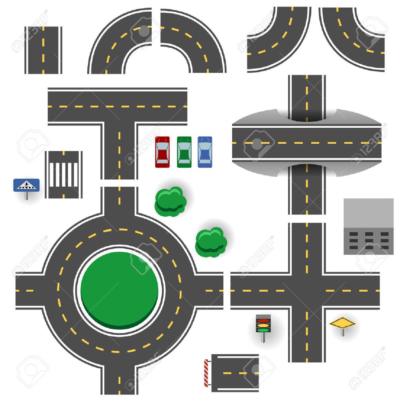 asphalt road plan parts vector template royalty free cliparts