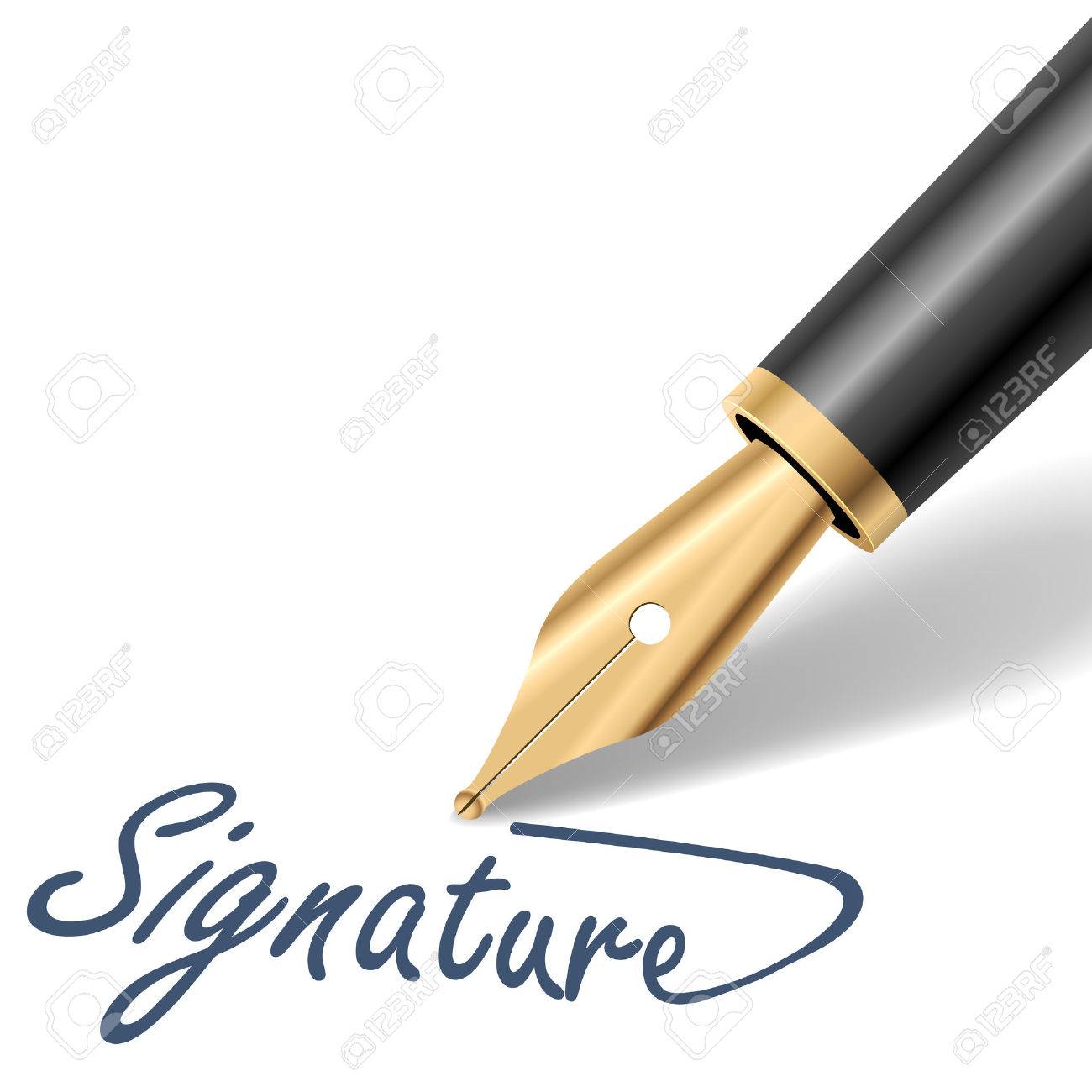 golden fountain pen vector template with copy space royalty free
