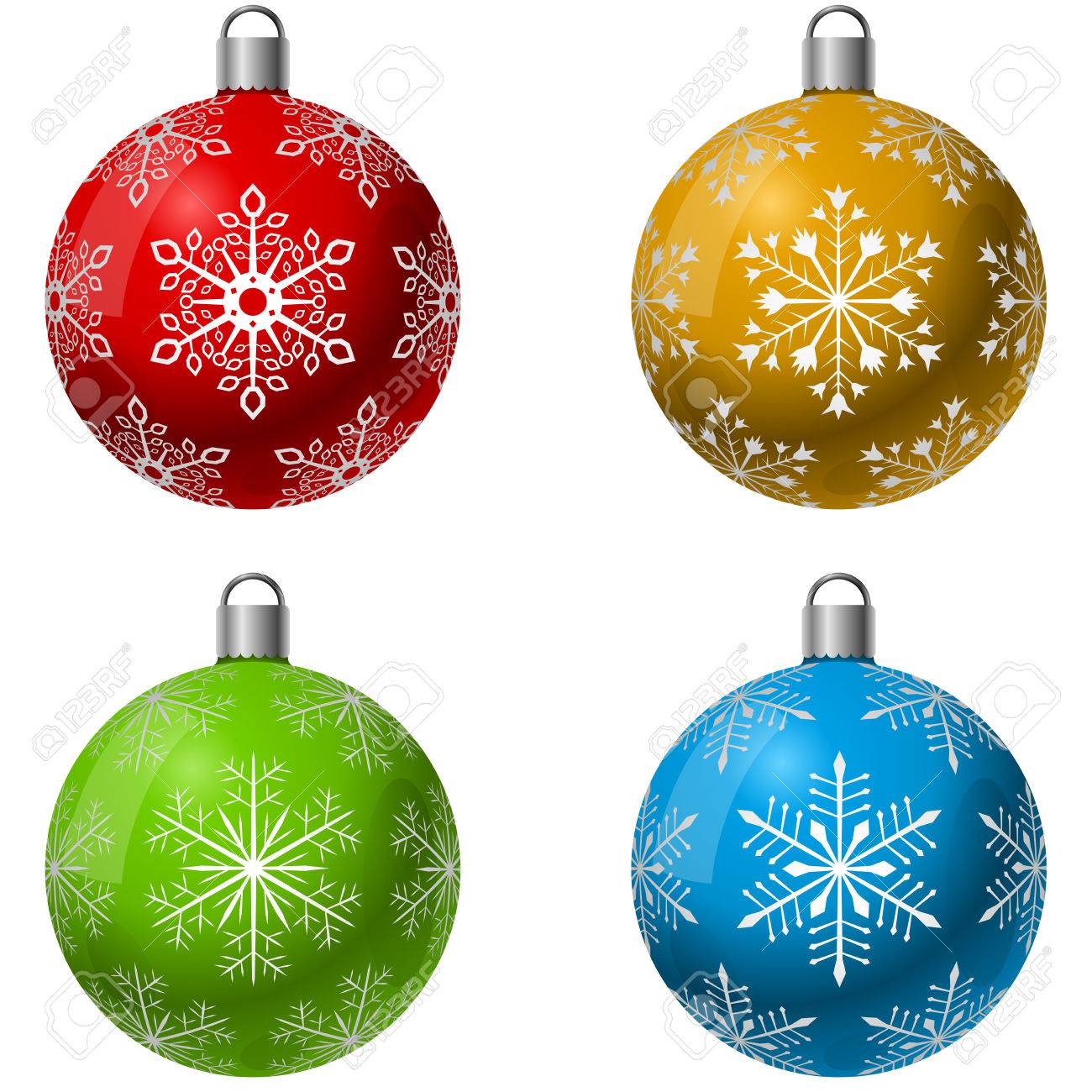 Vecteur Décoration Boule De Noël Couleur Définie Avec Un Motif En Forme De Flocon De Neige