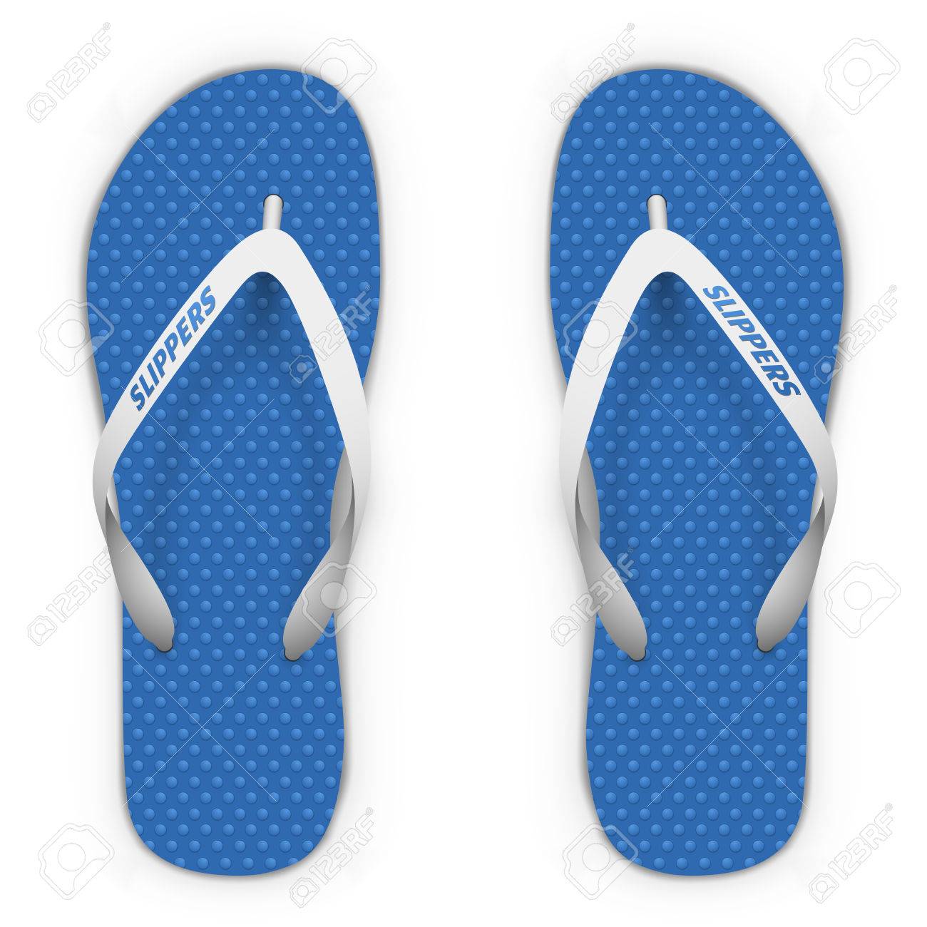 blue and white flip flops