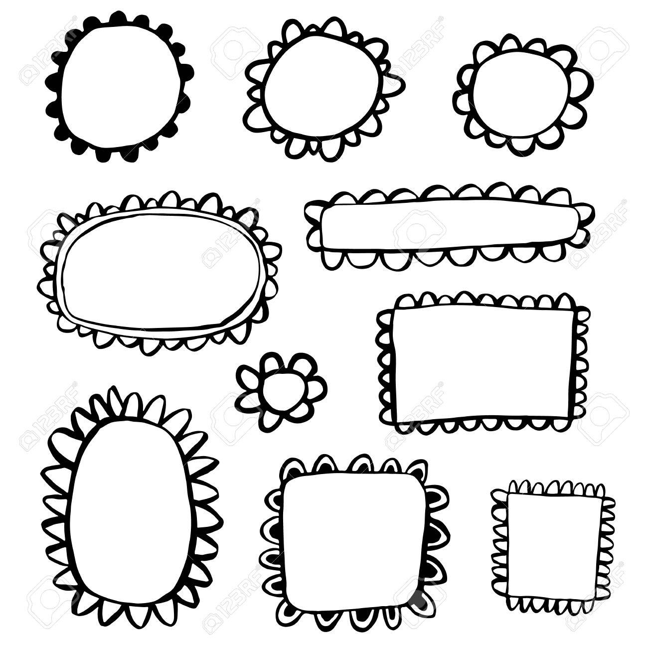 フリーハンド手描きスカラップ フレームのイラスト素材 ベクタ Image