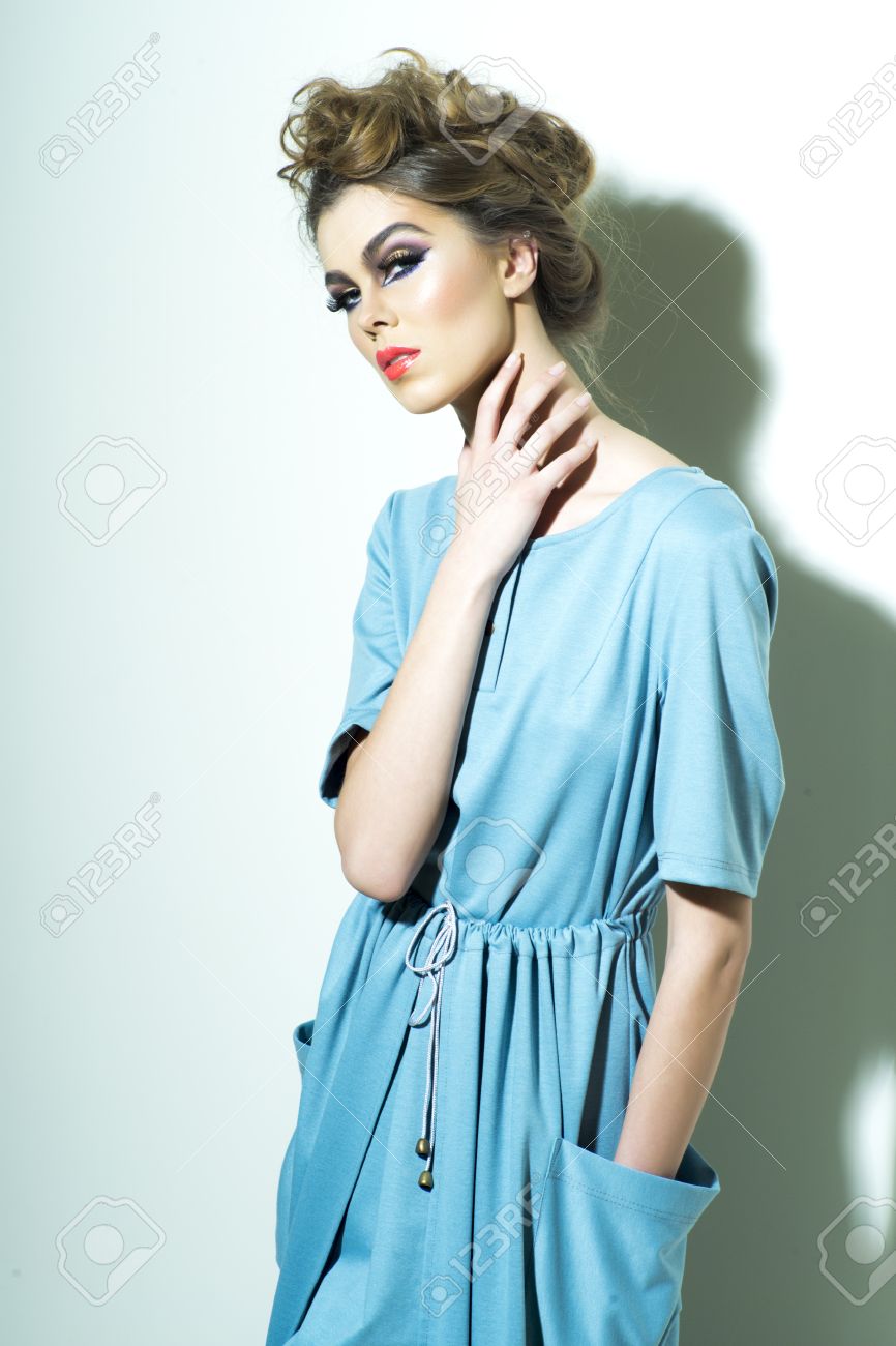 bright light blue dress