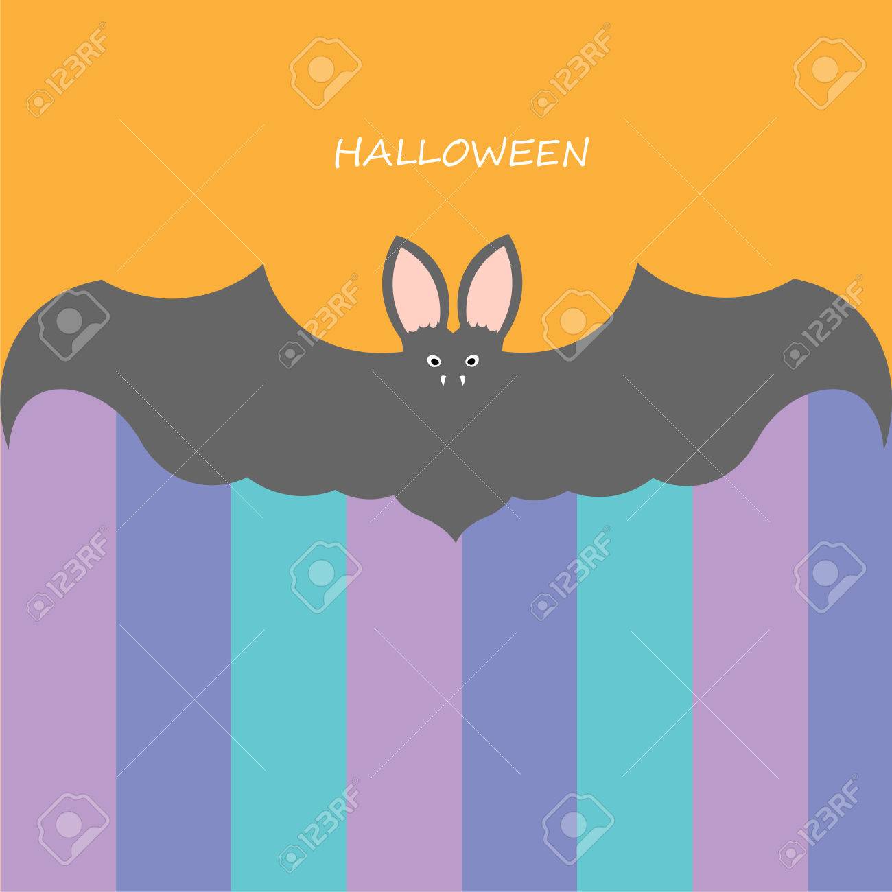 Beautiful Art Creative Colorful Halloween Holiday Wallpaper Vector Il Ration Of One Big Grey Flying Bat And Beautiful Art Creative Colorful Halloween Holiday Wallpaper Vector Il Ration Of One Big Grey Flying Bat And