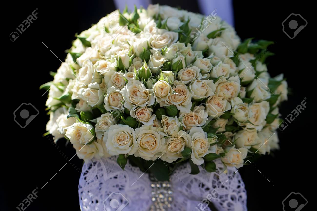 Closeup View Of One Beautiful Fresh Bright White Yellow Big Wedding