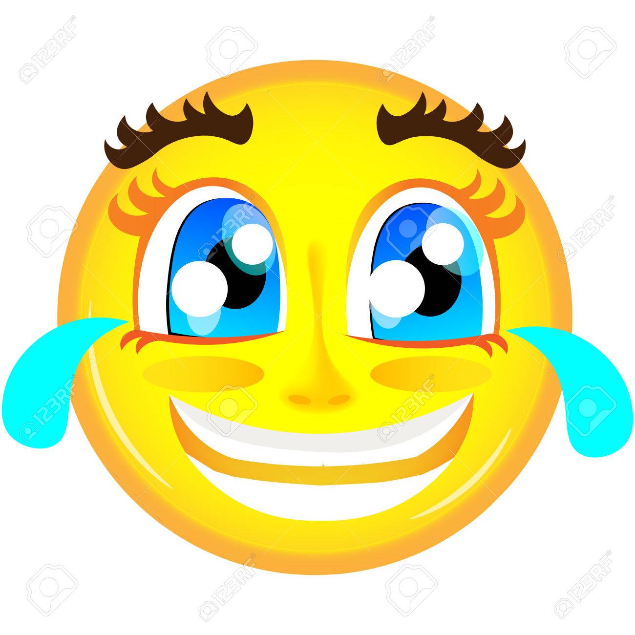 laughing emoticon with tears of joy of yellow smile emoticon royalty