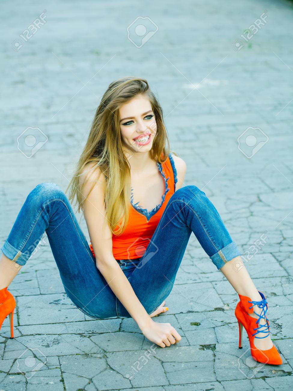 Sexy Girl Posing With His Legs Apart Stock Photo Picture And Royalty Free Image Image 56373454 Lege Taart