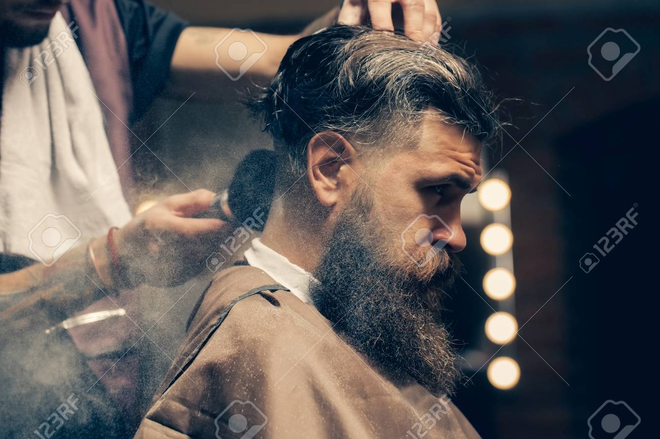 Bearded Man With Long Beard Brutal Caucasian Hipster With Moustache