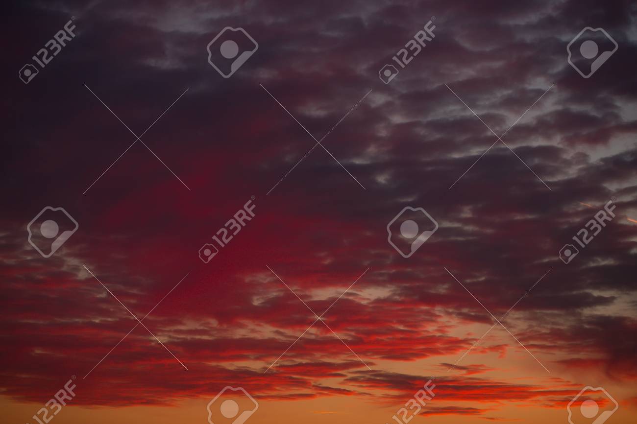 Sunset Sky With Clouds In Twilight Or Dusk Natural Background