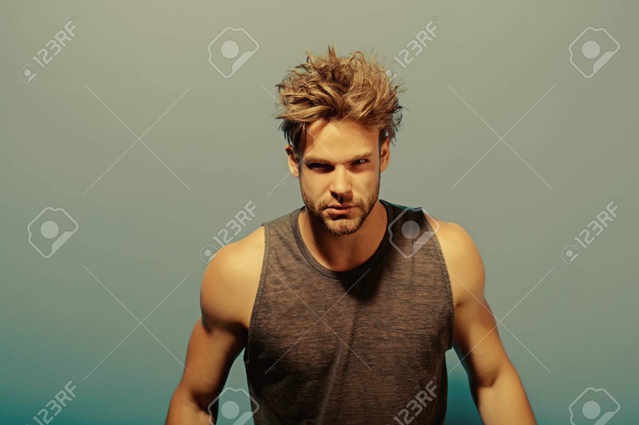 Hair Concept Handsome Man With Messy Hair Young Guy Need Comb