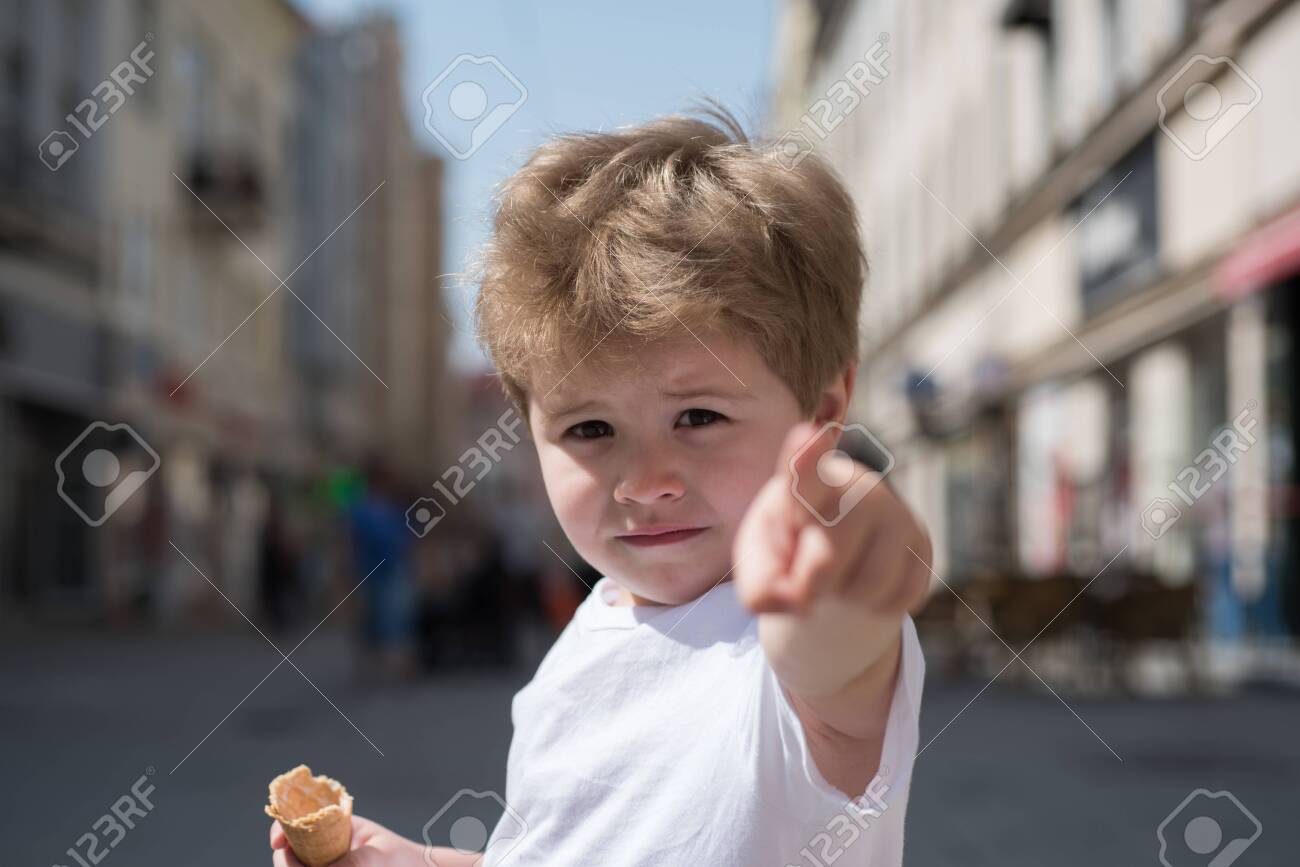 I Choose You Little Boy Point Finger On City Street Small Child