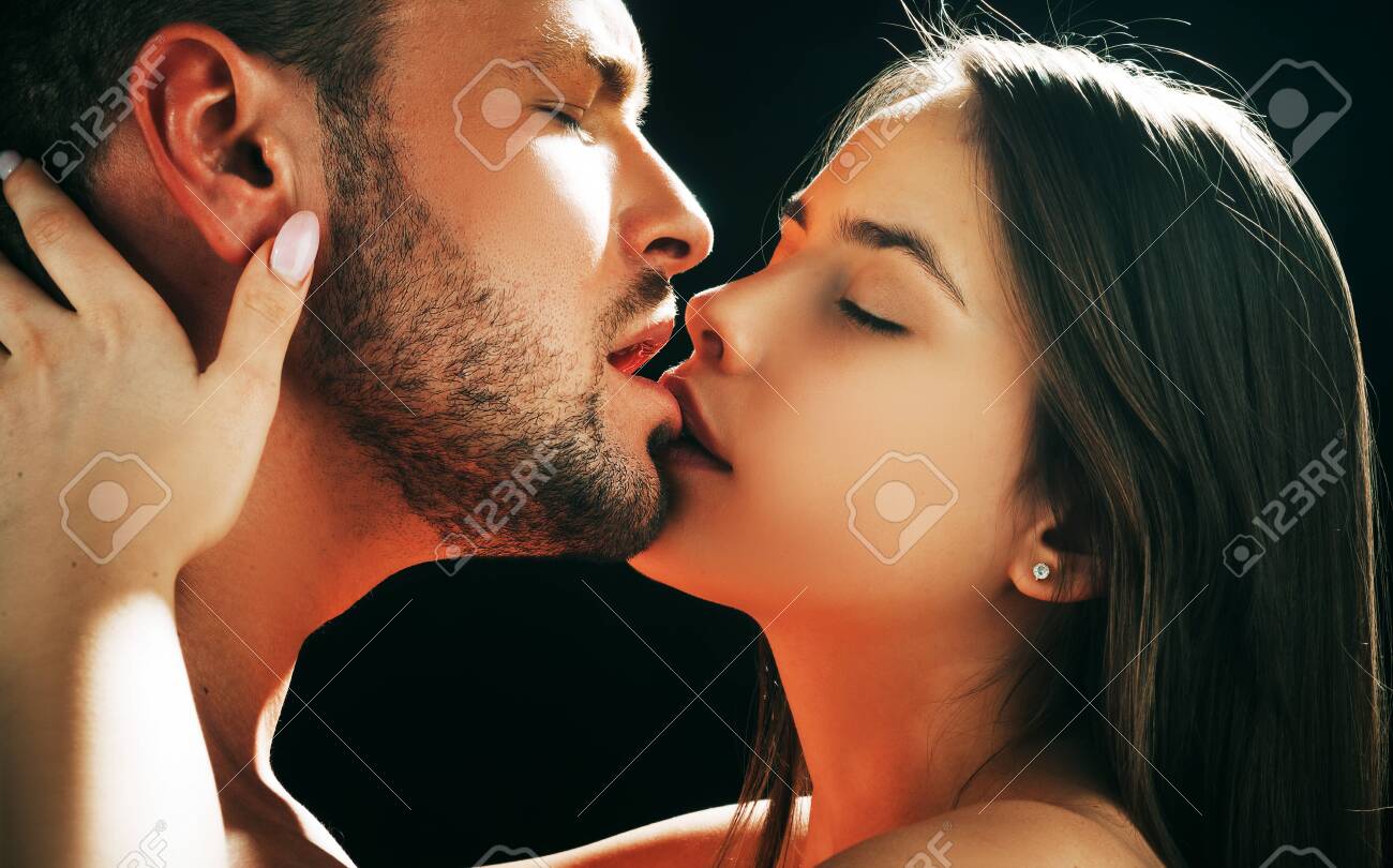 Couple Kissing, Close Up. Touching Body Ecstasy And Pleasure