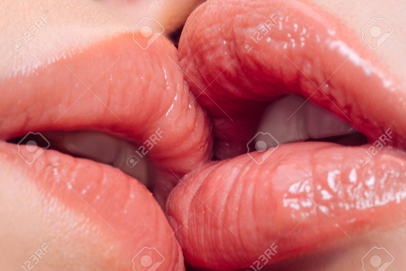 Closeup Of Women Mouths Kissing And Licking Lips. Sensual Kiss. Sexy Lip.  Lesbian Tenderness Couple, LGBT Lgbtq. Stock Photo, Picture and Royalty  Free Image. Image 153434143.