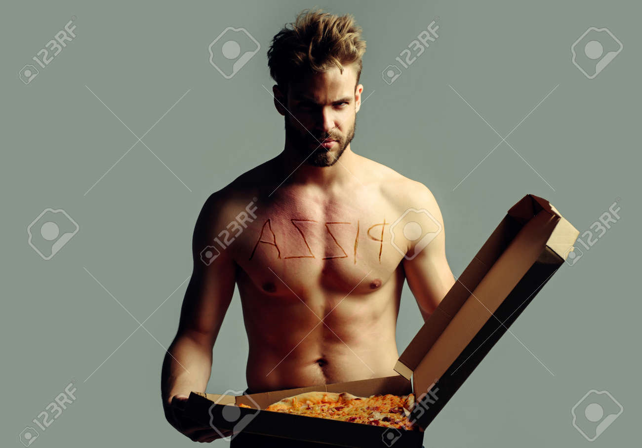 Sexy Man With Pizza. Pizza Delivery Naked Guy. Stock Photo, Picture and  Royalty Free Image. Image 157580199.