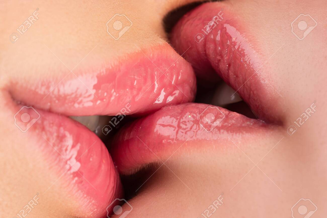 Lesbian Couple Kiss Lips. Sensual Lesbians. Sexy Mouth. Stock Photo,  Picture And Royalty Free Image. Image 159282893.