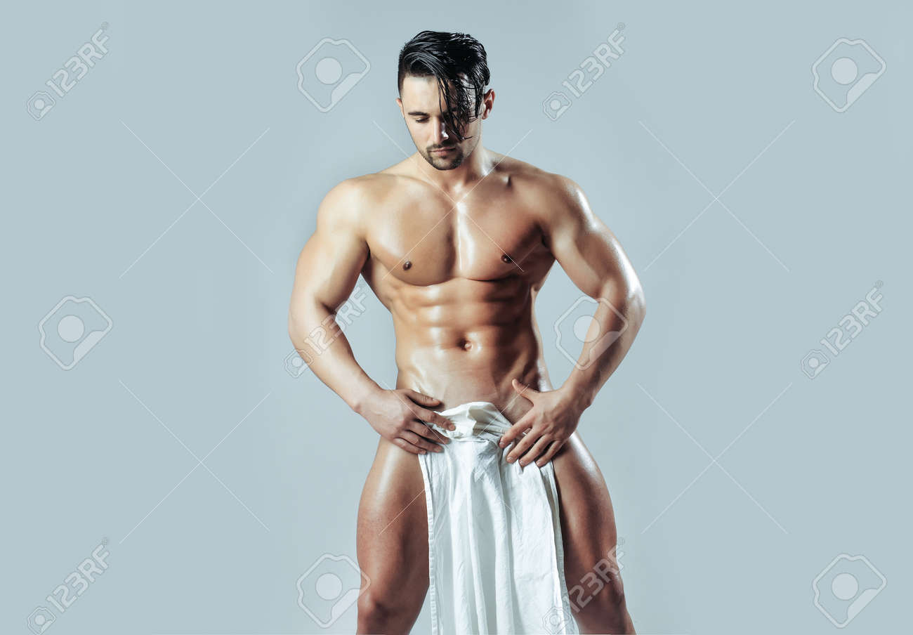Sport Guy With White Towel. Sexy Man. Nude Man Or Gay With Muscle Torso, Naked  Male Body. Stock Photo, Picture And Royalty Free Image. Image 167287718.
