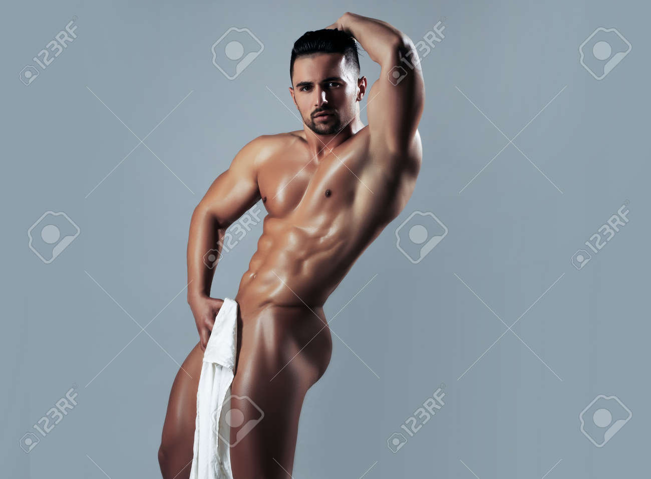 Naked muscular gay men