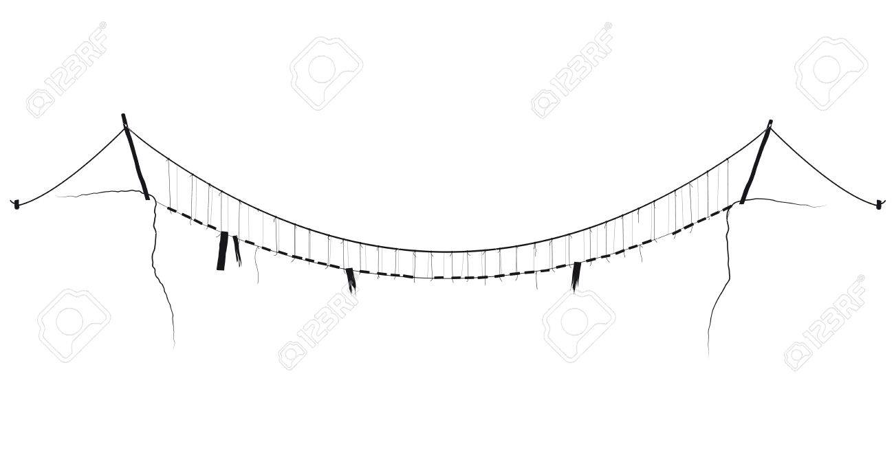 簡単なロープの懸濁液橋黒シンボルをぶら下げをベクトルします 白い背景の上の輪郭を黒のイラスト素材 ベクタ Image 簡単なロープの懸濁液橋黒シンボルをぶら下げをベクトルします 白い背景の上の輪郭を黒のイラスト素材 ベクタ Image