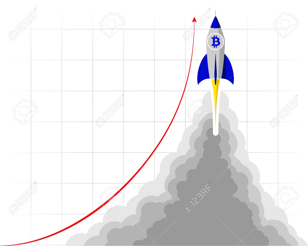비트 코인이 우주로 날아간 로켓. 중요한 프로젝트 시작 또는 시작 로열티 무료 사진, 그림, 이미지 그리고 스톡포토그래피. Image  91471452