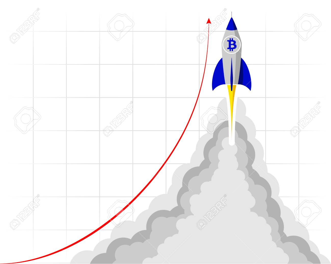 비트 코인이 우주로 날아간 로켓. 중요한 프로젝트 시작 또는 시작 로열티 무료 사진, 그림, 이미지 그리고 스톡포토그래피. Image  91471453
