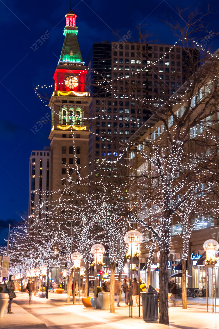 Downtown Denver 16th Street Mall Decorated For Christmas Stock Photo Picture And Royalty Free Image Image
