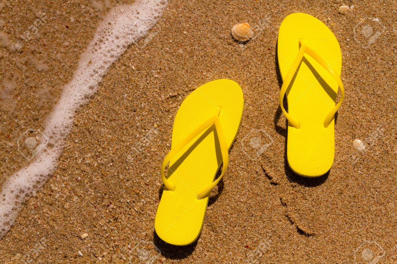 bright yellow flip flops
