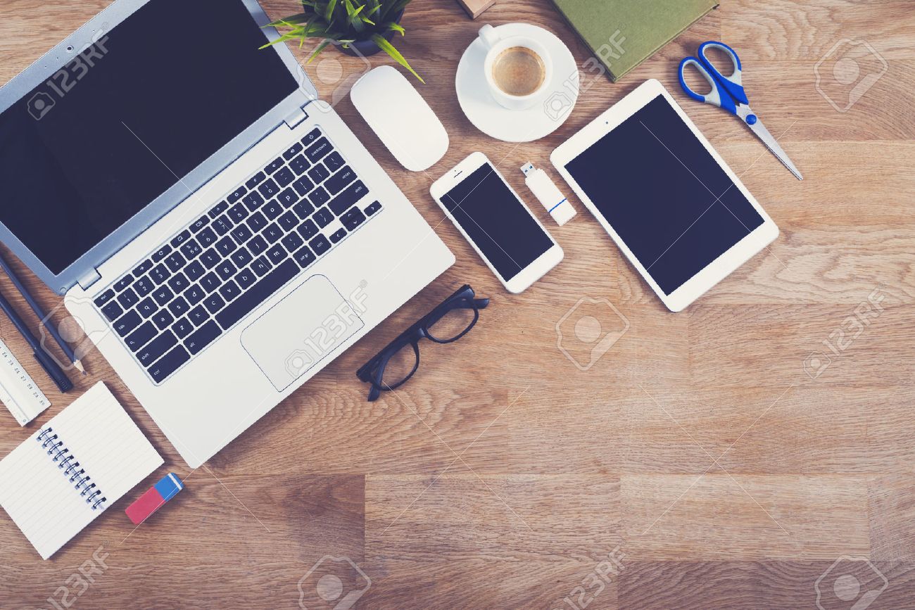Desk Top View top view office desk mockup stock photo, picture and royalty free Desk Top View top view office desk mockup stock photo, picture and royalty free