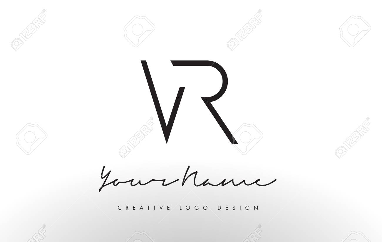 vr letters logo design slim simple and creative black letter simple letter design