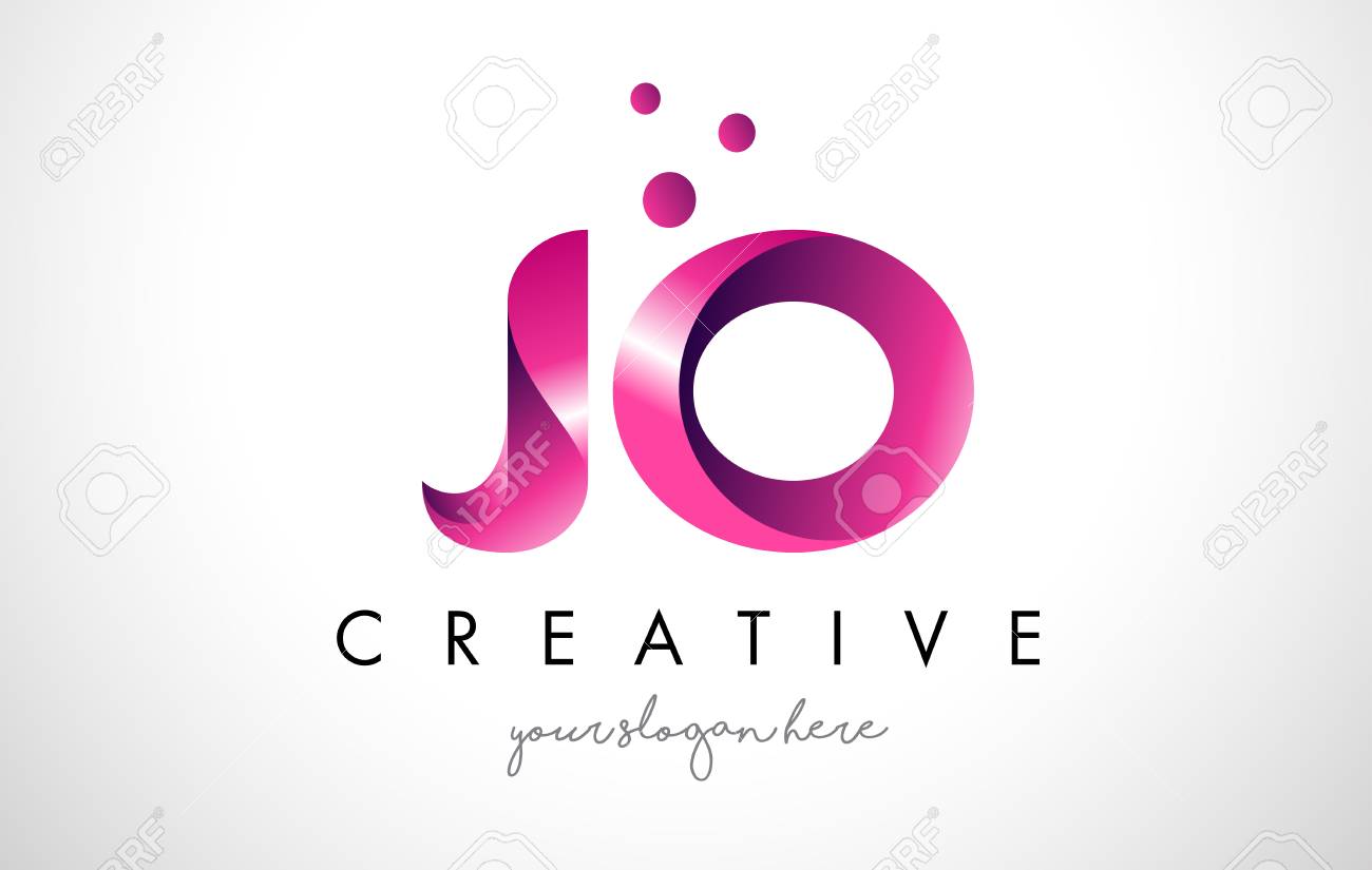 Plantilla Del Diseno Del Logotipo De La Letra De Jo Con Colores Y Puntos Purpuras Ilustraciones Vectoriales Clip Art Vectorizado Libre De Derechos Image
