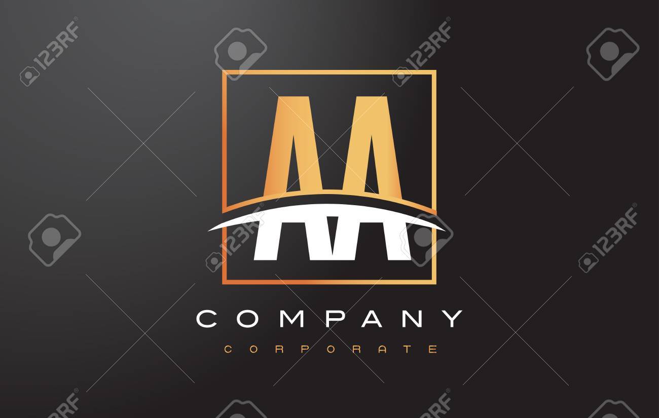 A Golden Letter Logo Design With Swoosh And Rectangle Square Royalty Free Cliparts Vectors And Stock Illustration Image 7426