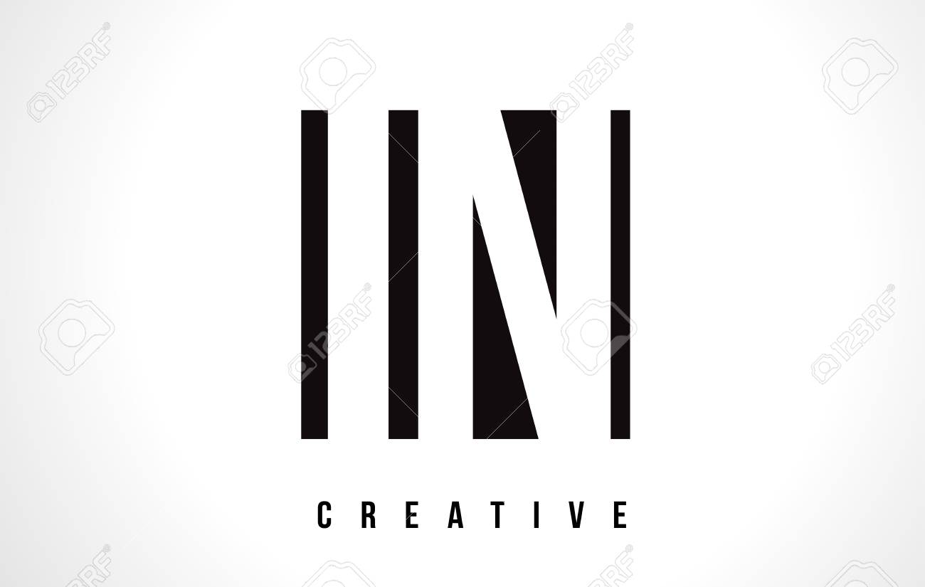 In I N White Letter Logo Design With Black Square Vector Illustration Royalty Free Cliparts Vectors And Stock Illustration Image
