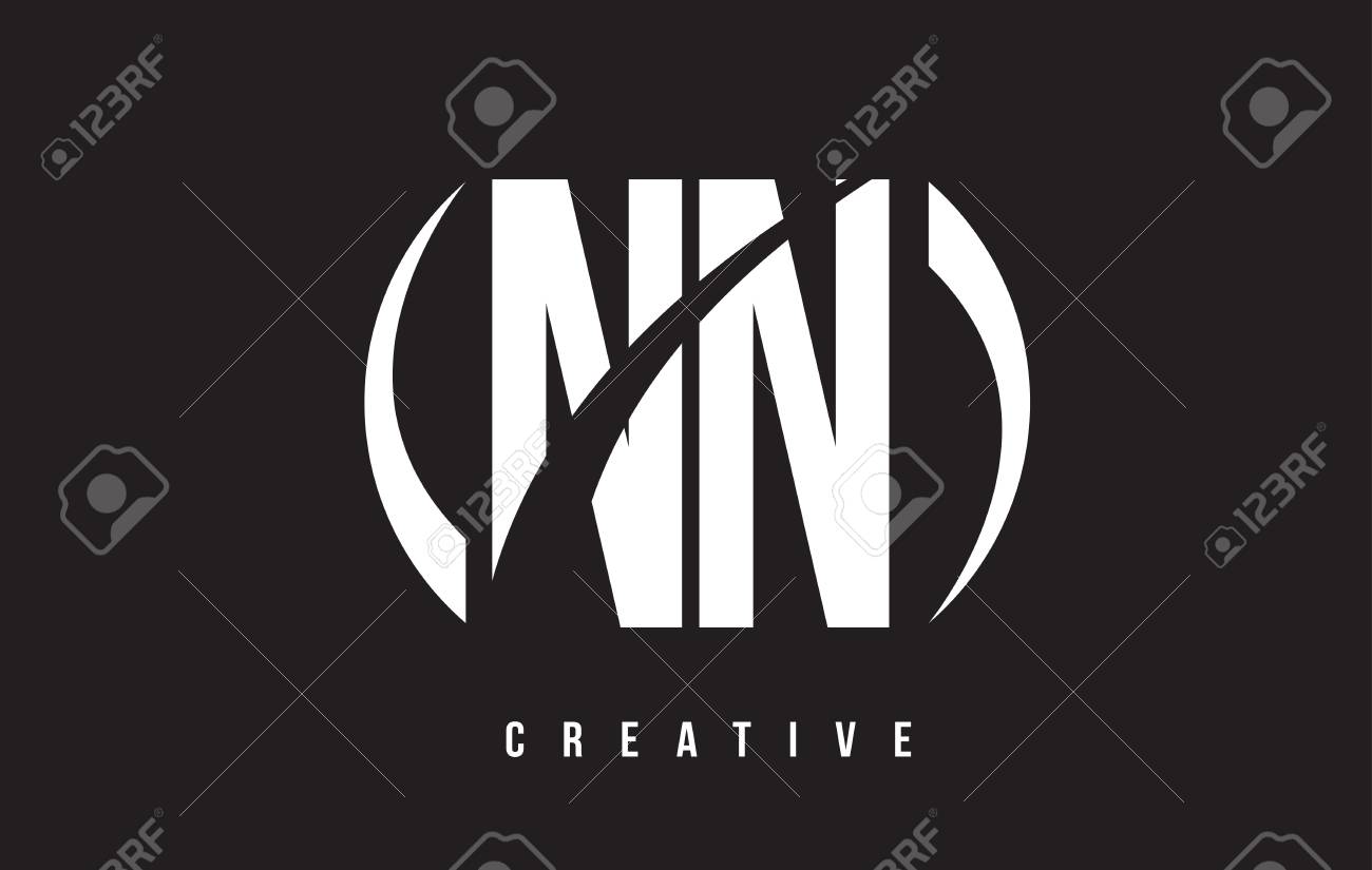 Nn N White Letter Logo Design With Black Background Vector