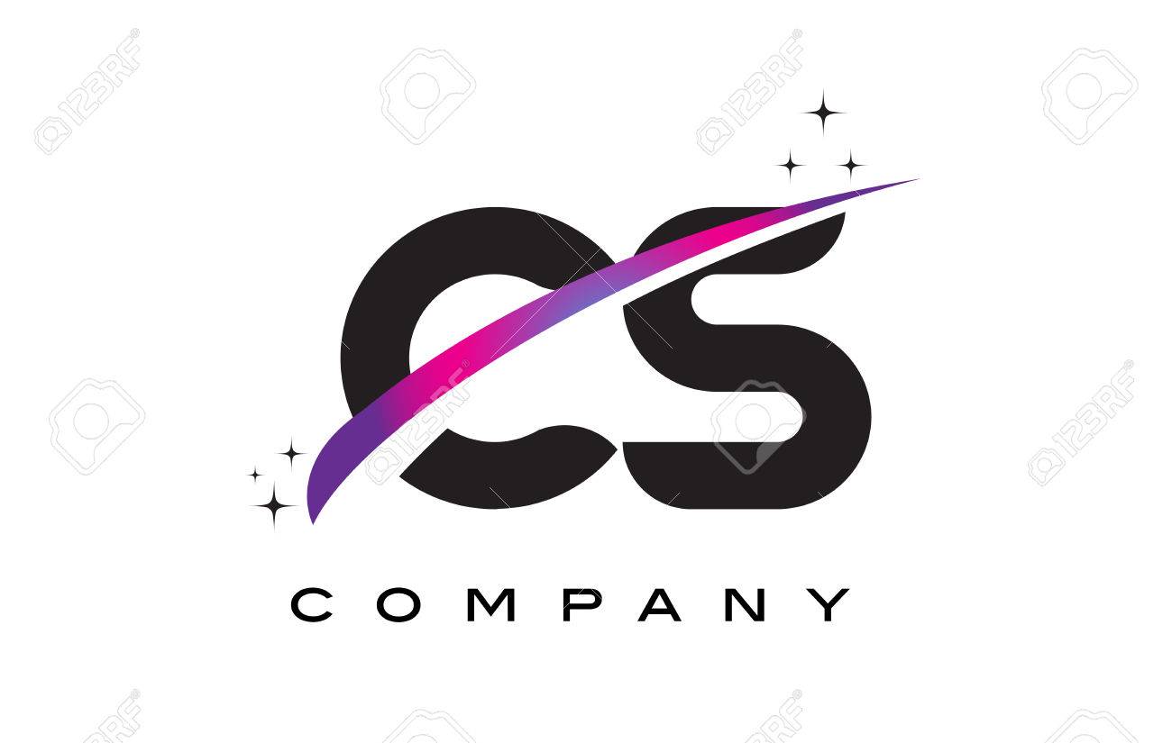 Cs C S Black Letter Logo Design With Purple Magenta Swoosh And Stars Royalty Free Cliparts Vectors And Stock Illustration Image 76708243