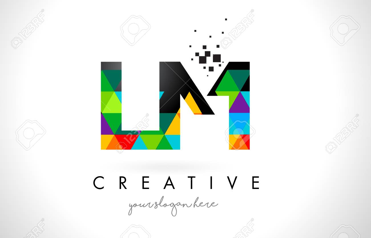 Lm L M Letter Logo With Colorful Vivid Triangles Texture Design Vector Illustration Royalty Free Cliparts Vectors And Stock Illustration Image 76868816