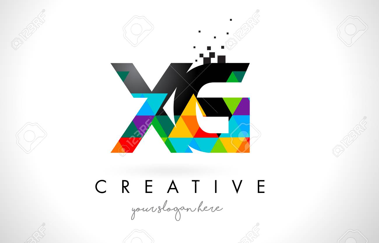 Xg X G Letter Logo With Colorful Vivid Triangles Texture Design Vector Illustration Royalty Free Cliparts Vectors And Stock Illustration Image