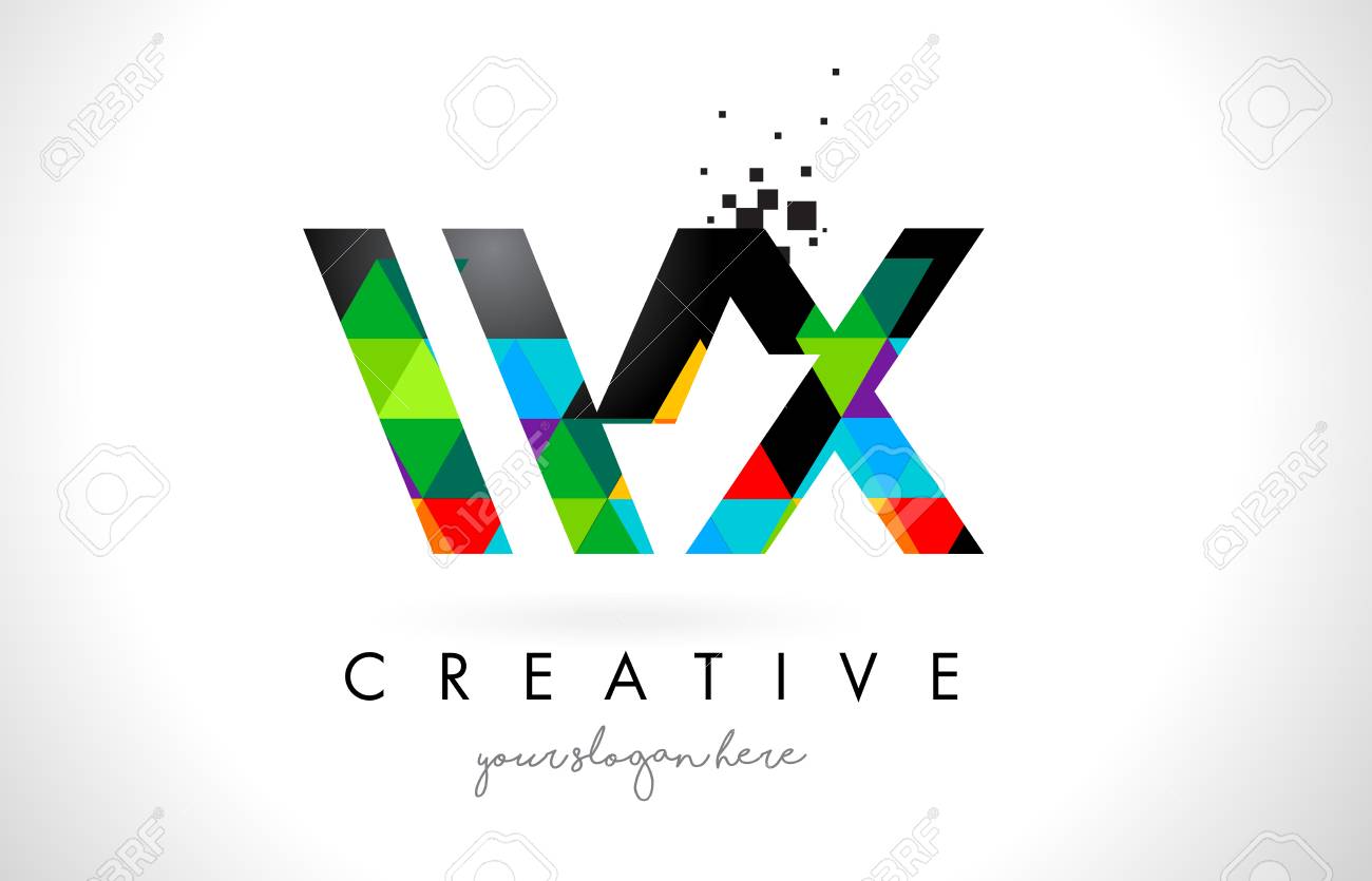 WX W X Letter Logo With Colorful Vivid Triangles Texture Design Vector  Illustration. Royalty Free SVG, Cliparts, Vectors, and Stock Illustration.  Image 76892131., image size:1300x835