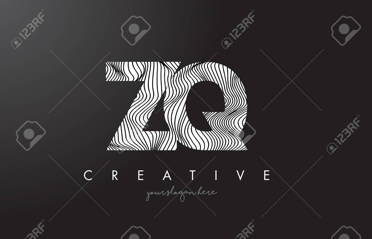 Logotipo De La Letra De Zq Z Q Con Las Lineas Ejemplo Del Vector Del Diseno De La Textura De La Cebra Ilustraciones Vectoriales Clip Art Vectorizado Libre De Derechos Image