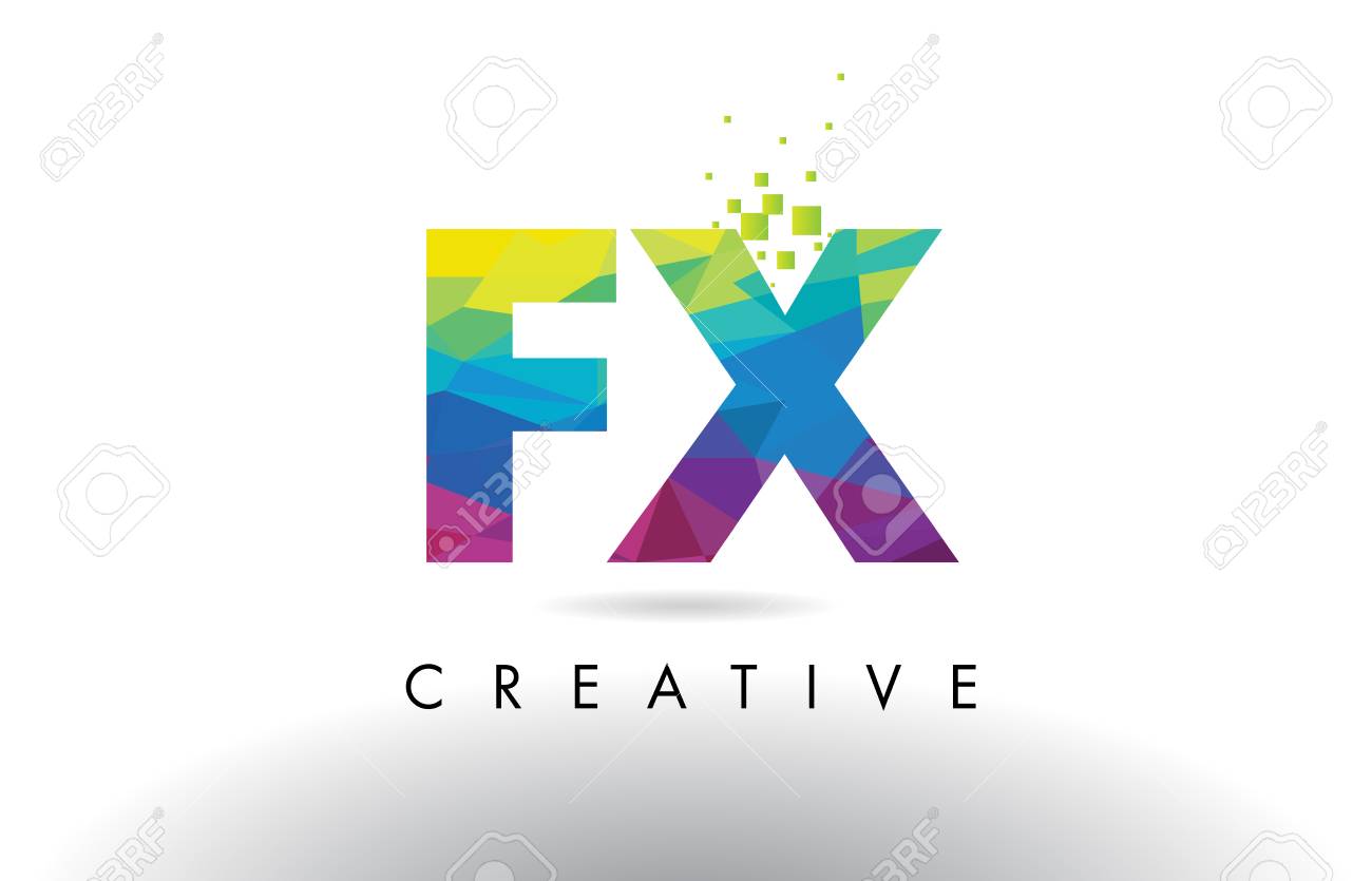 創造的な折り紙の三角形の虹ベクトルと Fx F X カラフルな文字デザイン のイラスト素材 ベクタ Image